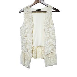 Missshop Open Front Vest Irovy Lace Size L Coquette Cottagecore Forest Girl